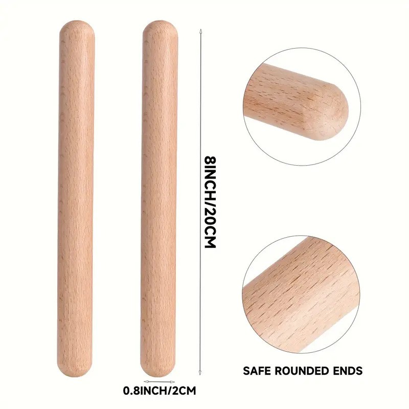 Musical Instrument Craft - 8 bastoncini ritmici in legno naturale