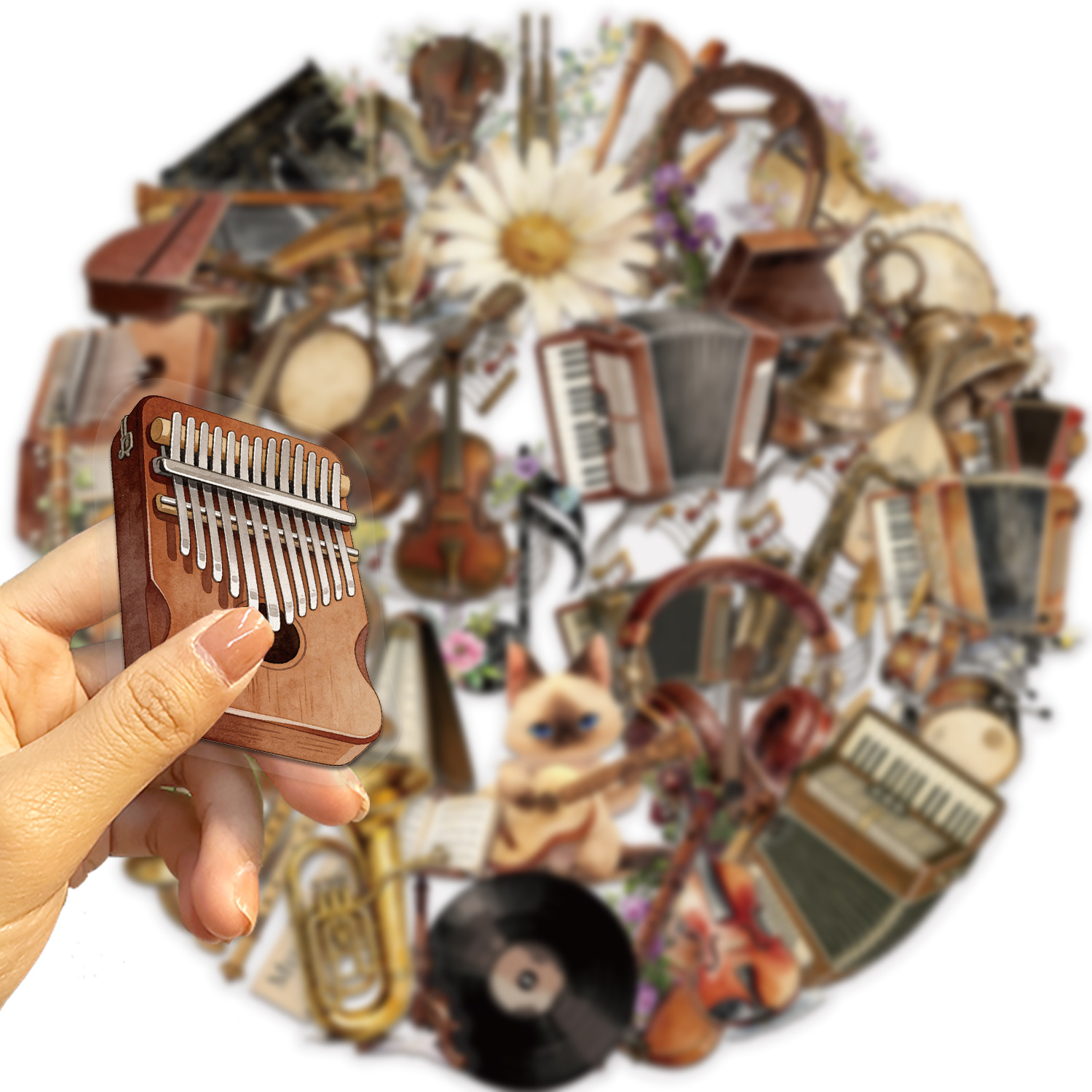 50 Pezzi Adesivi Retrò a Tema  - Musical Instruments List recensione e prezzo